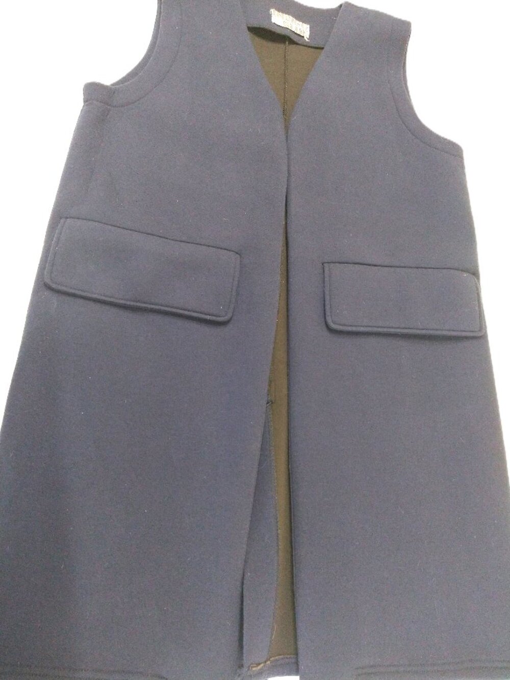 Sleeveless Long Vest Tunic Made From A Dark Blue Material | Indigo Blue One Size